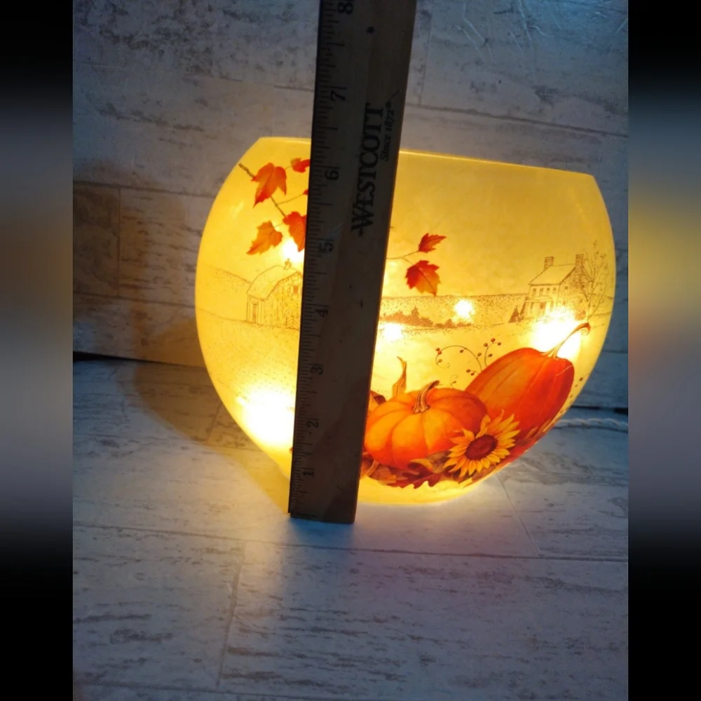Rare Vintage Stony Creek Glass Electric Round Accent Light Fall Lamp